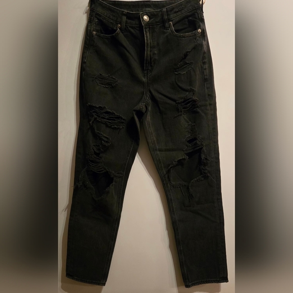 American Eagle Outfitters Denim - American Eagle Outfitters Charcoal Distressed Mom Jeans